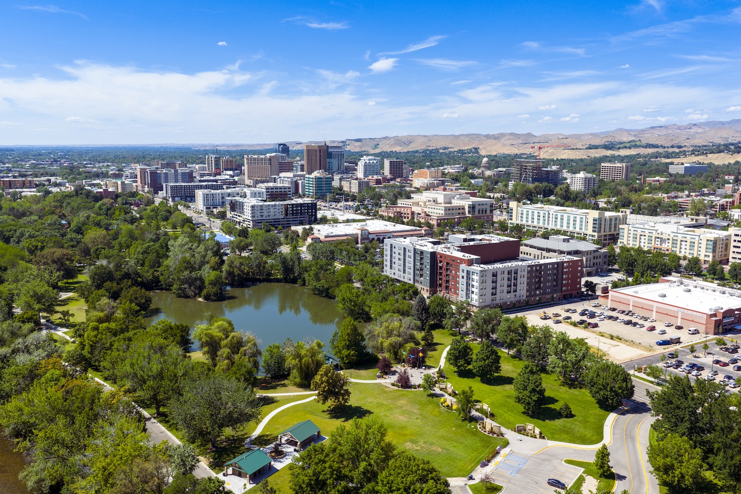 Aerial View of Treasure Valley filled with residents of Idaho who need banking services.